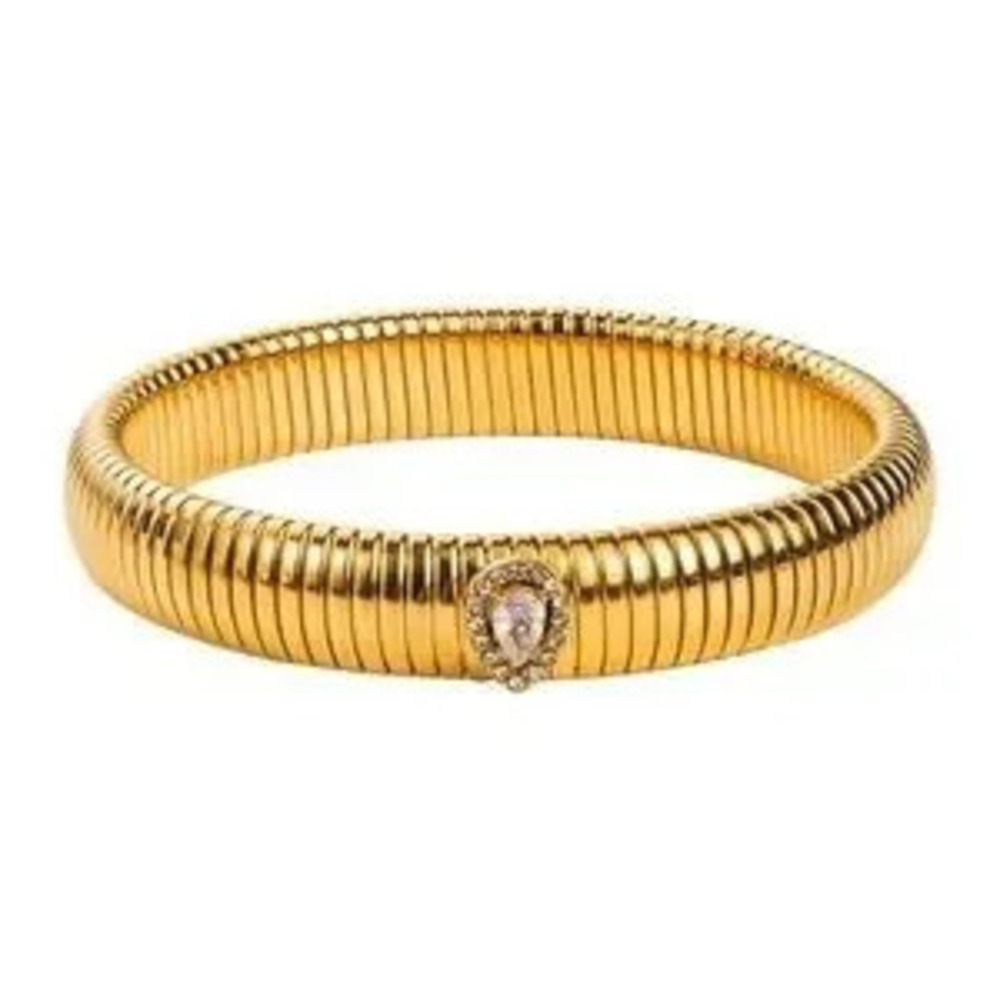 18K Gold Flex Snake Pear Rhinestone Bracelet (7310)